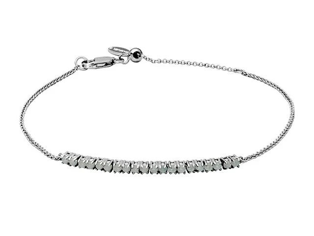 Women's beach bracelet-Silver Adjustable Opal Bracelet