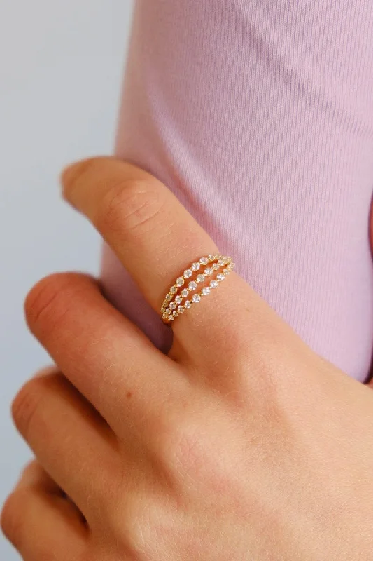 Women’s ring styling-Crystal Stacked Sterling Silver Ring