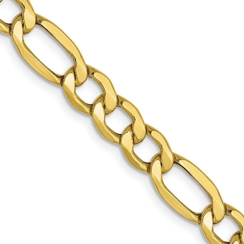 Women's gemstone bracelet-Curata 10k 5.35mm Semi solid Figaro Chain Bracelet 8 Inch