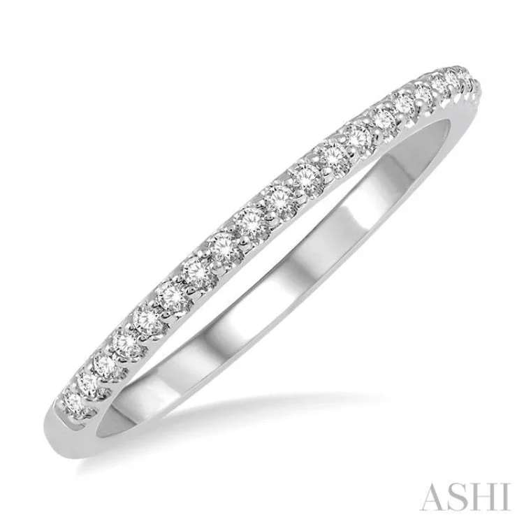 Women’s matching engagement ring-1/10 Ctw Round Cut Diamond Wedding Band in 14K White Gold