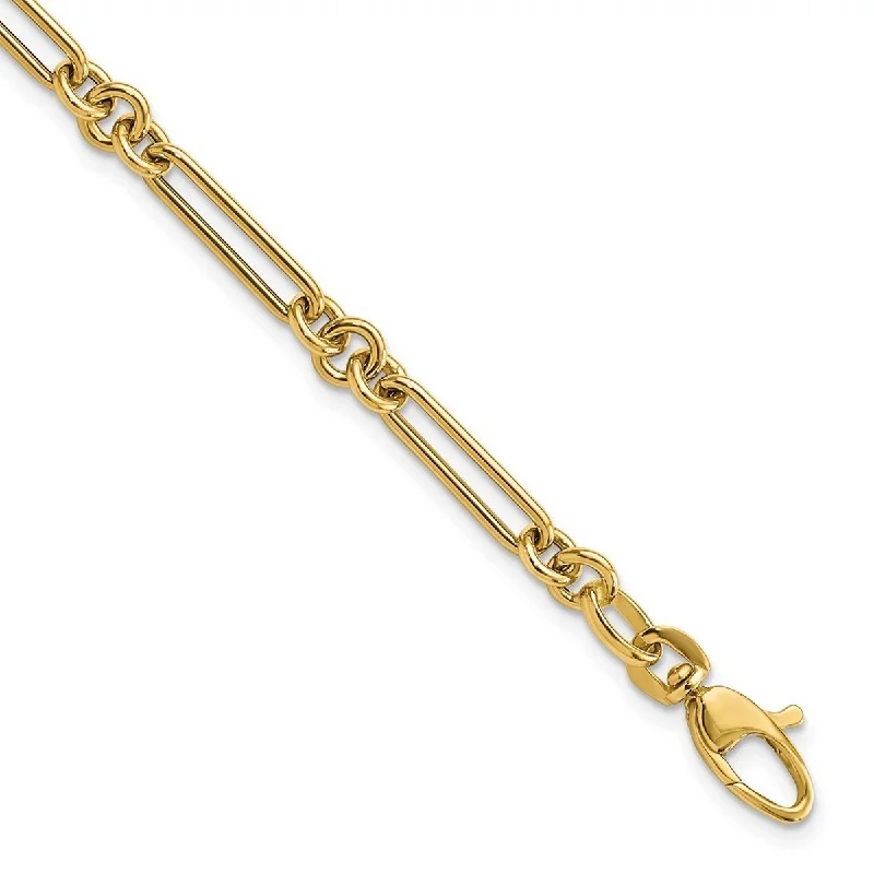 Women's layered bracelet-Curata 14k Yellow Gold Polished Fancy Link Bracelet 7.5 Inch