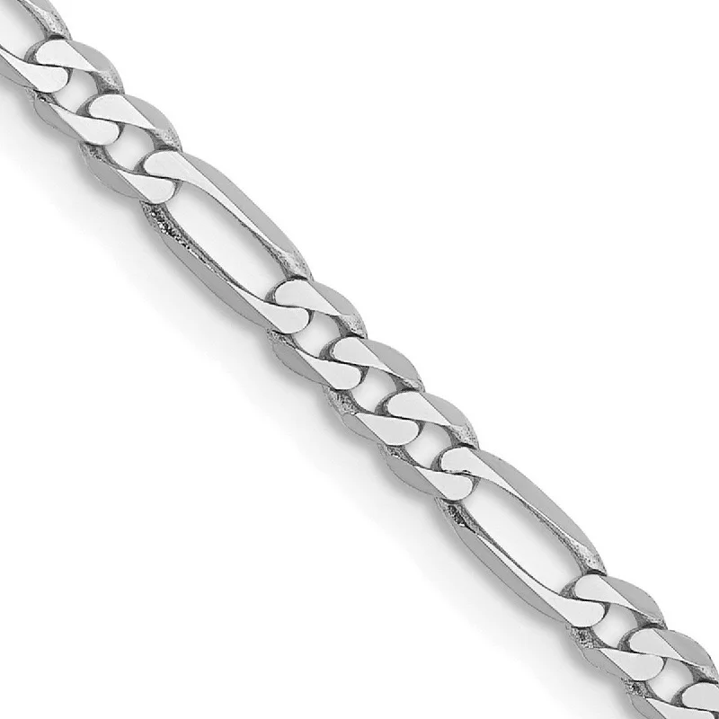 Women's simple bangle-Curata 14k White Gold Solid Polished 2.75mm Flat Figaro Chain Bracelet 7 Inch