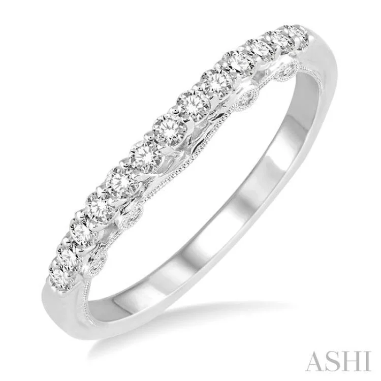 Women’s personalized engagement ring design-1/3 Ctw Round Cut Diamond Wedding Band in 14K White Gold