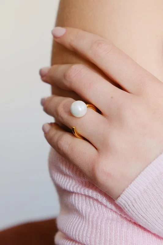 Women's natural stone ring-Penelope Pearl Stacking Ring