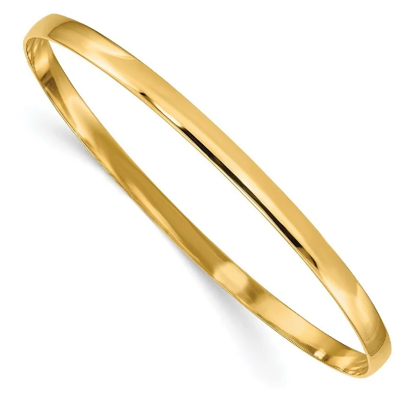 Women's antique bracelet-Curata 14k Yellow Gold 4mm Solid Polished Half Round Slip On Stackable Bangle Bracelet