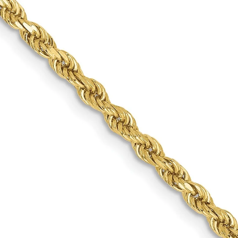 Women's matching bracelet set-Curata 10k Yellow Gold 7" Solid 2.5mm Sparkle Cut Rope Chain Bracelet