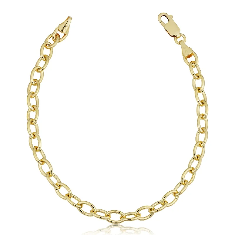 Women's anniversary bracelet-Solid 14k Gold Filled Oval Link Chain Charm Bracelet for Women (5.1 millimeters, 7.5 inches)