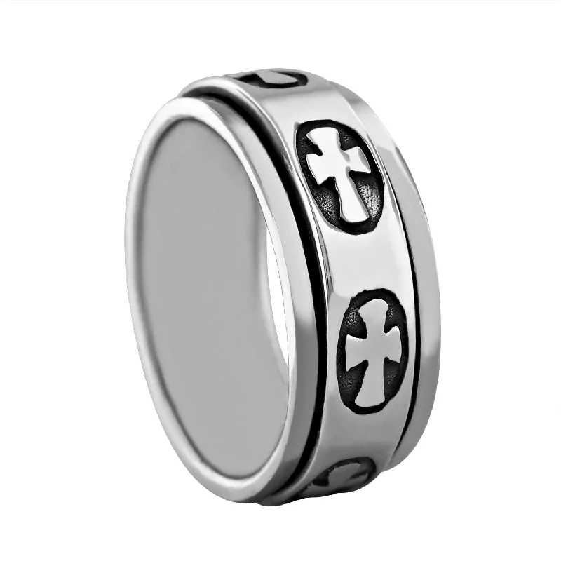 Women’s silver ring-Sterling Silver Cross Spinner Ring