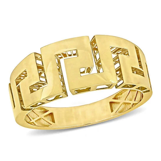 Women’s unique ring designs-Original Amour Men's Greek Key Design Ring in 14k Yellow Gold