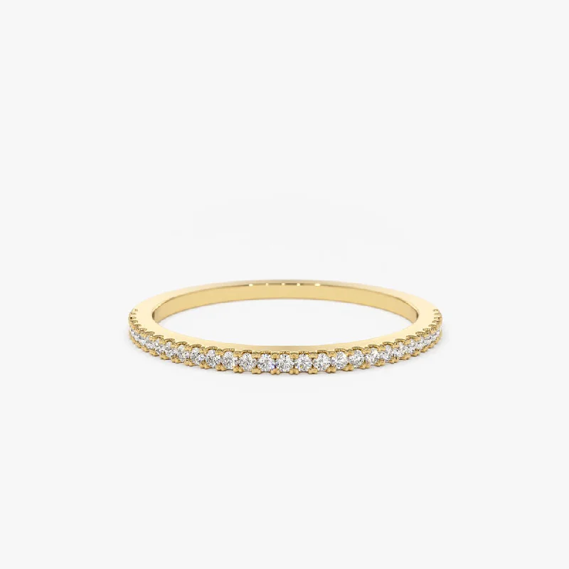 Women’s designer engagement ring-14K Gold Half Eternity Micro Pave Diamond Ring